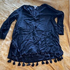 Women’s black tassel coverup